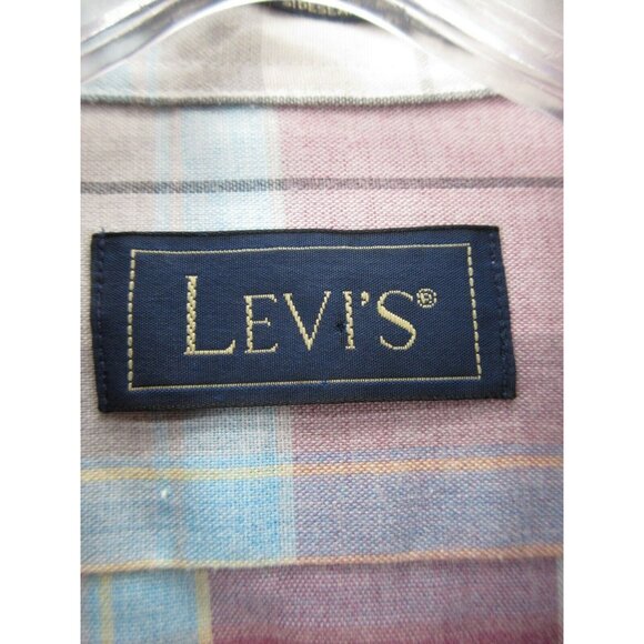 VINTAGE Levis Shirt XL Button Down Plaid Flap Pocket 80s 90s Western - Picture 8 of 10